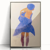 Colorful Art Deco Wall Art - Seated Woman in Blue Jacket Illustration