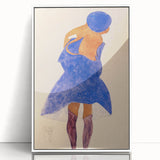 Colorful Art Deco Wall Art - Seated Woman in Blue Jacket Illustration