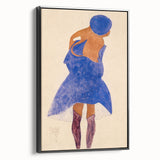 Colorful Art Deco Wall Art - Seated Woman in Blue Jacket Illustration