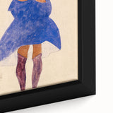 Colorful Art Deco Wall Art - Seated Woman in Blue Jacket Illustration