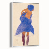 Colorful Art Deco Wall Art - Seated Woman in Blue Jacket Illustration