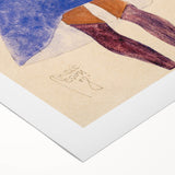 Colorful Art Deco Wall Art - Seated Woman in Blue Jacket Illustration