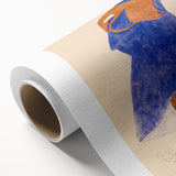 Colorful Art Deco Wall Art - Seated Woman in Blue Jacket Illustration