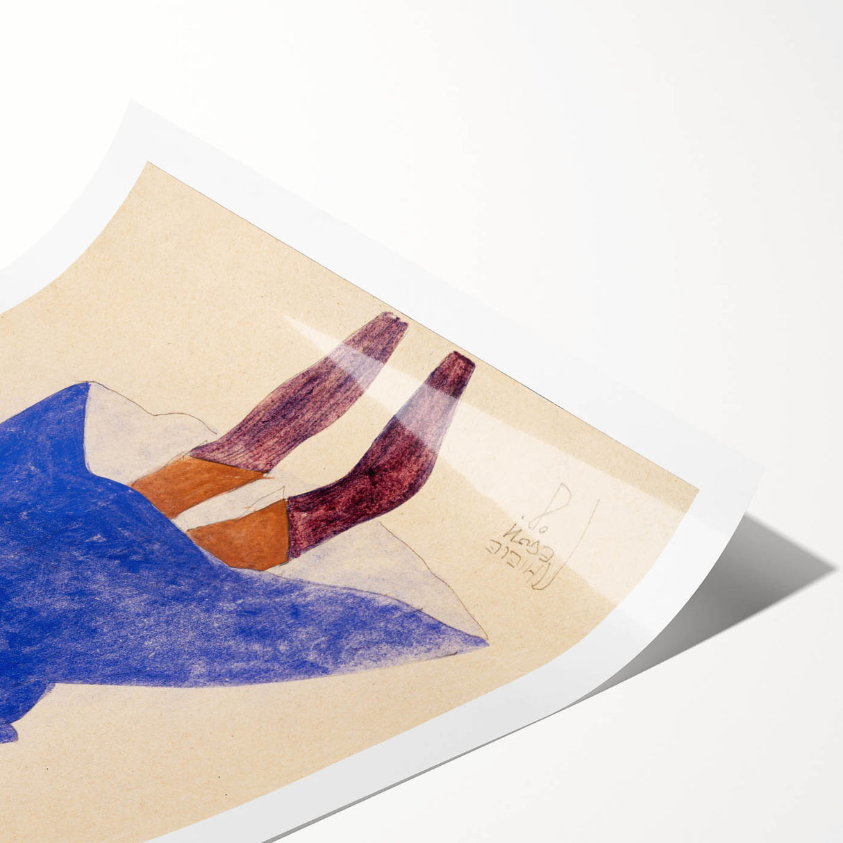 Colorful Art Deco Wall Art - Seated Woman in Blue Jacket Illustration