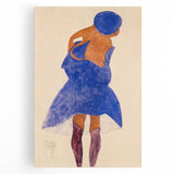 Colorful Art Deco Wall Art - Seated Woman in Blue Jacket Illustration