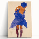 Colorful Art Deco Wall Art - Seated Woman in Blue Jacket Illustration
