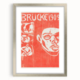 Bold Expressionist Poster - Red and White Brücke 1909 Canvas Print