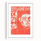 Bold Expressionist Poster - Red and White Brücke 1909 Canvas Print