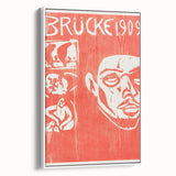 Bold Expressionist Poster - Red and White Brücke 1909 Canvas Print