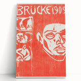 Bold Expressionist Poster - Red and White Brücke 1909 Canvas Print