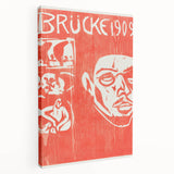 Bold Expressionist Poster - Red and White Brücke 1909 Canvas Print