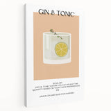 Large stretched canvas featuring a colorful illustration of various fruits and beverages, ideal for kitchen wall art.