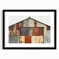 Black-framed landscape barn photo featuring a rustic design, ideal for home decor, showcasing a contemporary aesthetic with a matte finish. Perfect for enhancing modern interiors.