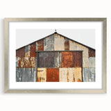 Elegant landscape barn frame featuring a silver mat, showcasing a modern art piece. The front view highlights the frame's sleek design and premium finish, perfect for enhancing home decor.