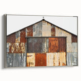 Landscape barn-framed canvas art showcasing a serene rural scene with vibrant colors and intricate details, perfect for enhancing home decor. Ideal for rustic themes.