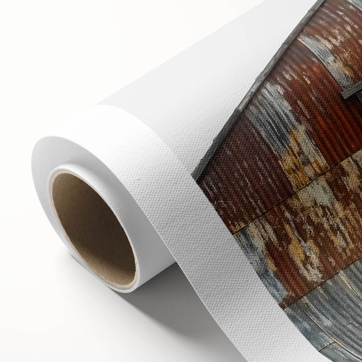Rolled canvas showcasing vibrant African tribal art design with intricate patterns and rich colors, securely packaged in a durable cardboard tube for safe transport.