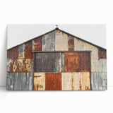 Stretched canvas art depicting a serene landscape with a rustic barn, showcasing vibrant colors and intricate details, perfect for home decor enhancement.