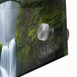 Close-up of a landscape bridge design on acrylic glass, showcasing vibrant colors and intricate details, perfect for modern home decor or art collectors.