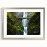 Silver landscape bridge frame with a white mat, showcasing a front view that highlights its sleek design, perfect for enhancing modern decor or artwork displays.