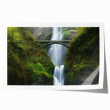 Rolled print of a landscape bridge design showcasing vibrant colors and intricate details, expertly packaged in a protective cardboard tube for safe shipping.