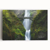Stretched canvas artwork showcasing a vibrant landscape bridge scene with rich colors, perfect for home decor or office spaces, enhancing aesthetic appeal.