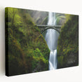 Stretched canvas art depicting a serene landscape bridge scene, showcasing vibrant colors and detailed textures, ideal for home decor enhancement.