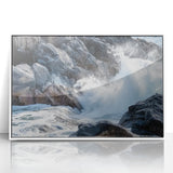 Framed acrylic artwork depicting a stunning landscape of canyons, showcasing vibrant colors and intricate details, perfect for enhancing modern home decor.