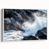 Framed canvas artwork depicting a stunning landscape of colorful canyons, featuring rich earth tones and intricate details, ideal for home decor enhancement.