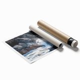 Landscape canvas print showcasing vibrant canyons with rich colors and dynamic textures, elegantly rolled for easy transport and framed display, perfect for home decor.