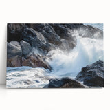 Vibrant landscape canvas art depicting stunning canyons in warm earth tones, expertly stretched and ready to hang, perfect for enhancing home decor.