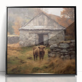 Framed acrylic wall art depicting a serene landscape of rolling hills and lush countryside, featuring a sleek black frame that enhances the artwork's elegance.