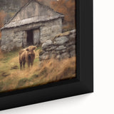 Framed landscape wall art featuring a serene countryside scene, showcasing vibrant green fields and a clear blue sky, perfect for home decor enhancement.