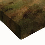 Close-up of a stretched canvas wall art depicting a serene countryside landscape with vibrant green fields, a clear blue sky, and rolling hills, ideal for home decor.