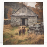 Stretched canvas wall art depicting a serene countryside landscape with lush green fields and a clear blue sky, ideal for home decor and nature lovers.