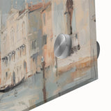 Close-up of a vibrant acrylic glass artwork showcasing an abstract landscape design with rich colors, perfect for modern home decor and artistic displays.