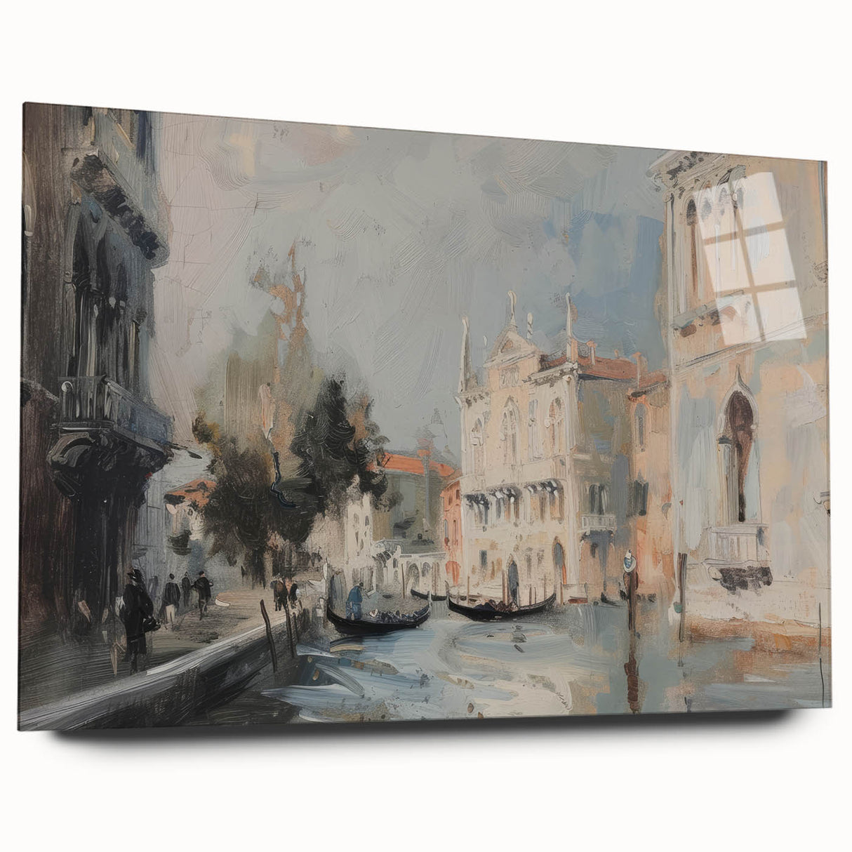 Acrylic glass artwork showcasing a vibrant landscape design in a side view, highlighting intricate details and vibrant colors, perfect for modern decor. Ideal for enhancing living spaces or offices with a touch of nature-inspired elegance.