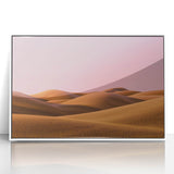 Framed acrylic artwork depicting a serene countryside landscape, featuring lush green fields and a clear blue sky, elegantly presented in a white frame for modern decor.