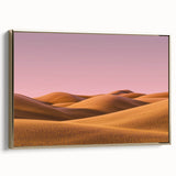 Framed canvas artwork showcasing a serene countryside landscape with vibrant greens and warm gold accents, perfect for home decoration and interior design aesthetics.