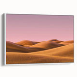 Framed canvas artwork depicting a serene countryside landscape with rolling hills and a vibrant blue sky, presented in a sleek white frame, enhancing home decor aesthetics.