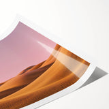 Landscape print showcasing a serene countryside scene with rolling hills and lush greenery, rolled for easy shipping and display, perfect for home decor.