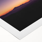 Desert landscape rolled canvas art showcasing vibrant hues of orange and gold, depicting a serene sunset over sandy dunes, elegantly packaged in a protective tube.