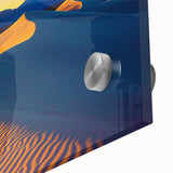 Close-up view of a textured acrylic glass artwork depicting serene sand dunes, showcasing soft beige and golden hues, perfect for modern home decor.