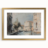 Elegant gold-framed landscape with a mat, showcasing a serene natural scene, perfect for home decor or gallery display. Rich colors enhance any interior design.