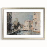 Elegant silver-framed landscape artwork with a mat, showcasing a serene natural scene. Perfect for home decor, adding a touch of sophistication and tranquility.