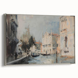 Framed canvas artwork showcasing a serene landscape with vibrant colors, featuring a silver frame, perfect for home decor. Ideal for enhancing living spaces with nature-inspired designs.