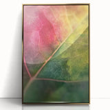 Large art print of close-up floral designs in soft pastel shades on acrylic, framed in gold, suitable for nursery wall art.