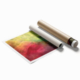 Close-up floral art on a rolled print featuring large, detailed flowers in soft pink and white tones.