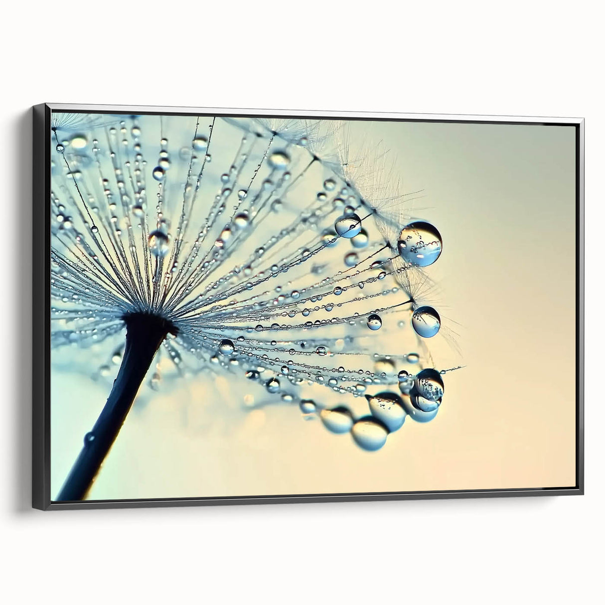 Black and white framed canvas featuring a close-up water landscape, ideal for bedroom wall decor.