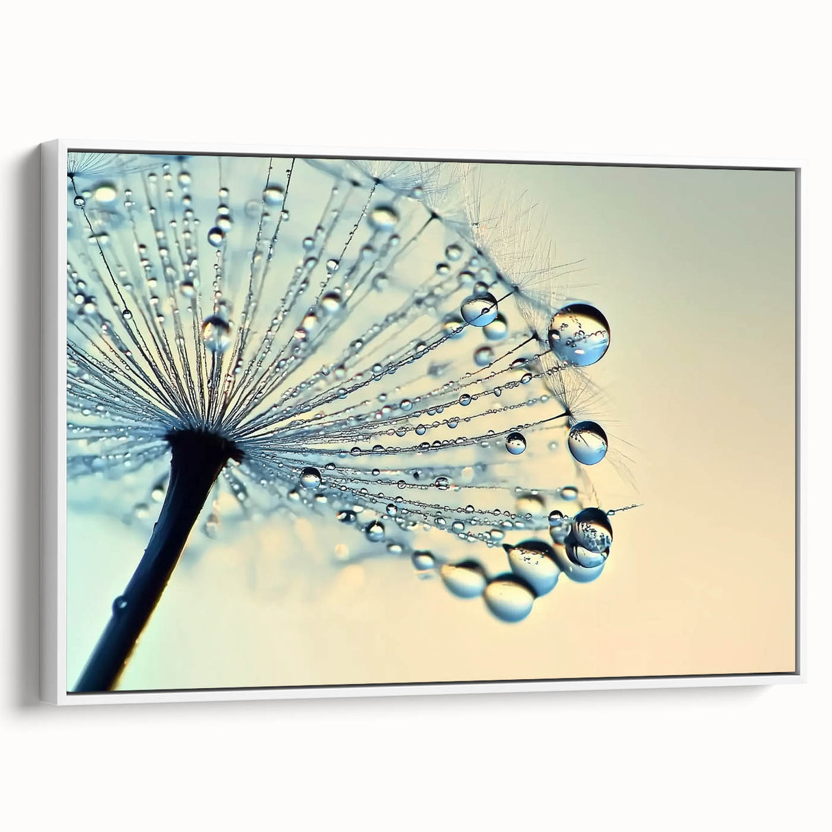 Vintage poster art of a close-up water scene in vibrant colors on a framed canvas, ideal for living room decor.