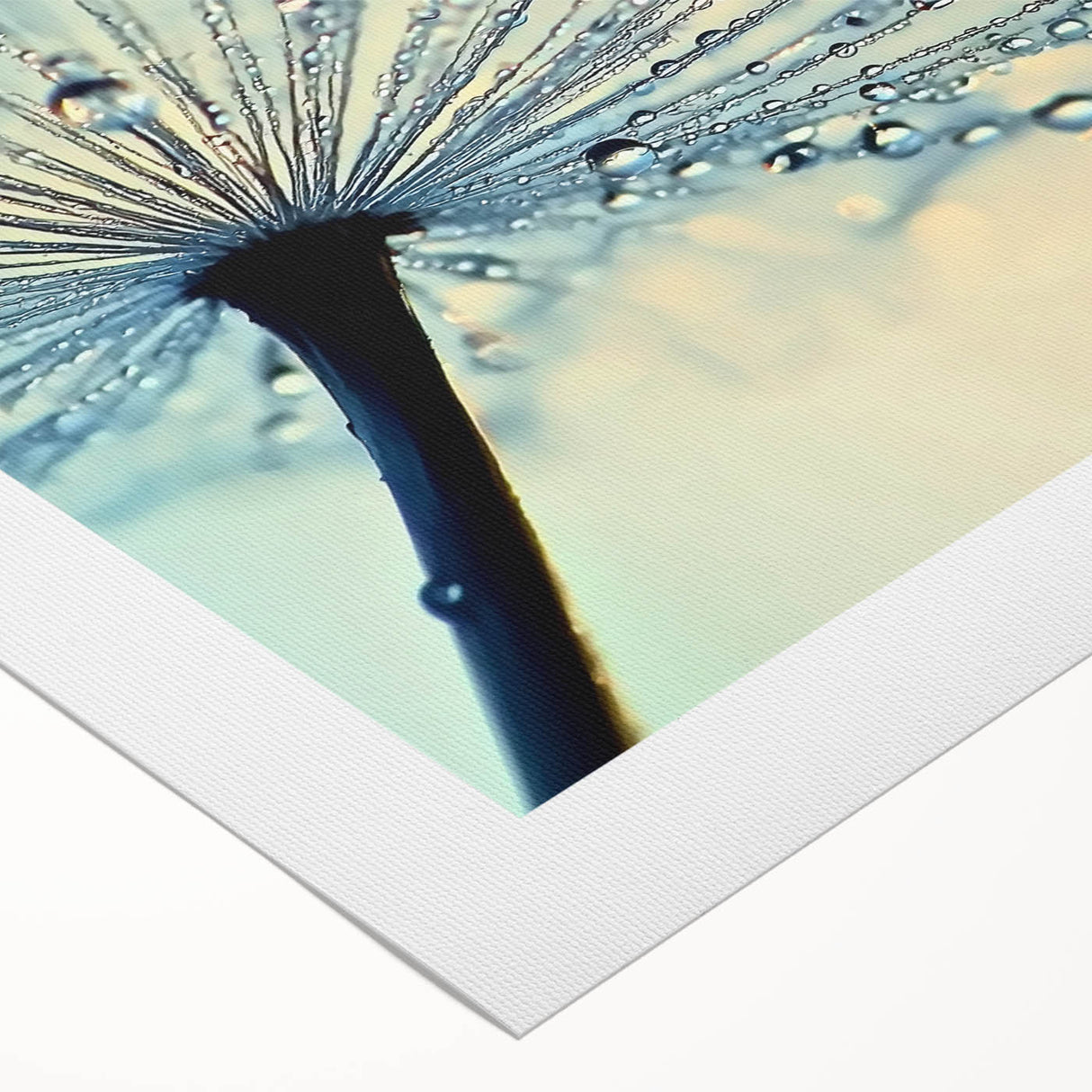 Art deco poster featuring a close-up water motif in muted blue and gray tones on rolled canvas.
